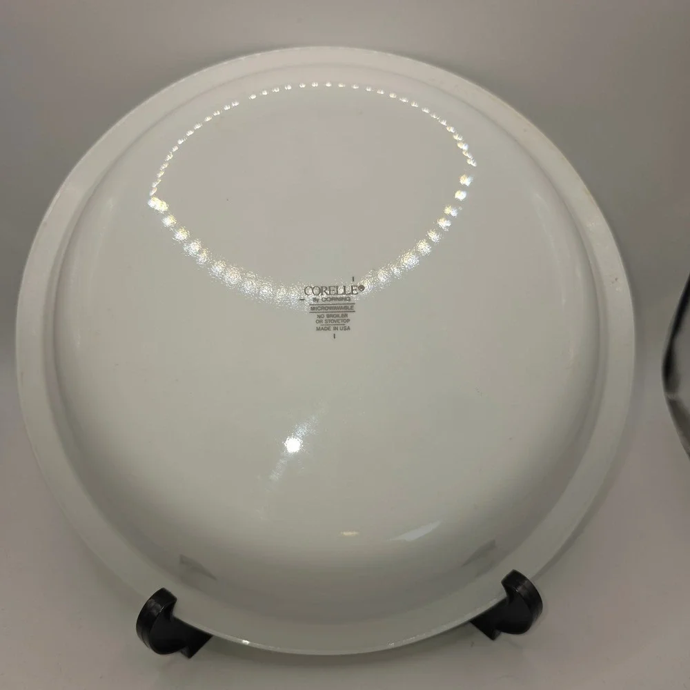 Corelle by Corning Christmas Tree Pasta Bowl Rimmed Soup‎ Plate Green Trim USA